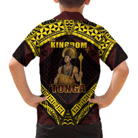 Tonga First King Family Matching Off Shoulder Maxi Dress and Hawaiian Shirt Ahoeitu Know Your Roots LT05 - Polynesian Pride