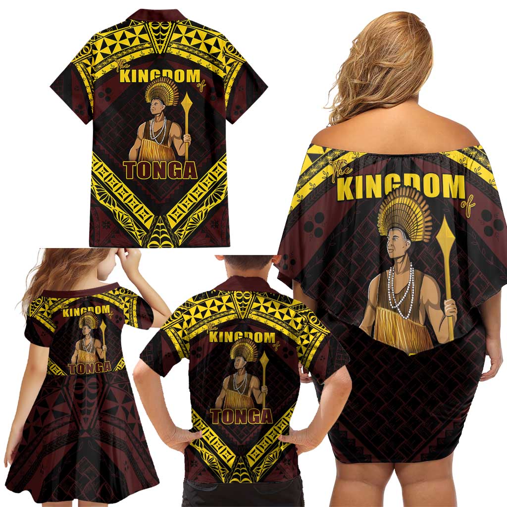 Tonga First King Family Matching Off Shoulder Short Dress and Hawaiian Shirt Ahoeitu Know Your Roots LT05 - Polynesian Pride