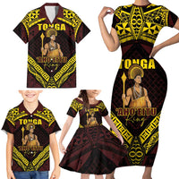 Tonga First King Family Matching Short Sleeve Bodycon Dress and Hawaiian Shirt Ahoeitu Know Your Roots LT05 - Polynesian Pride