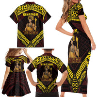 Tonga First King Family Matching Short Sleeve Bodycon Dress and Hawaiian Shirt Ahoeitu Know Your Roots LT05 - Polynesian Pride
