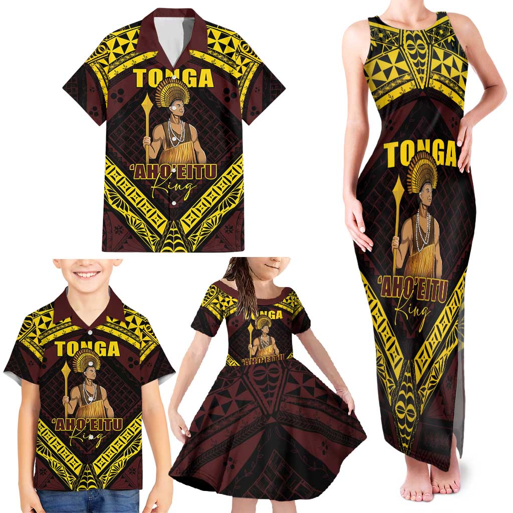 Tonga First King Family Matching Tank Maxi Dress and Hawaiian Shirt Ahoeitu Know Your Roots LT05 - Polynesian Pride