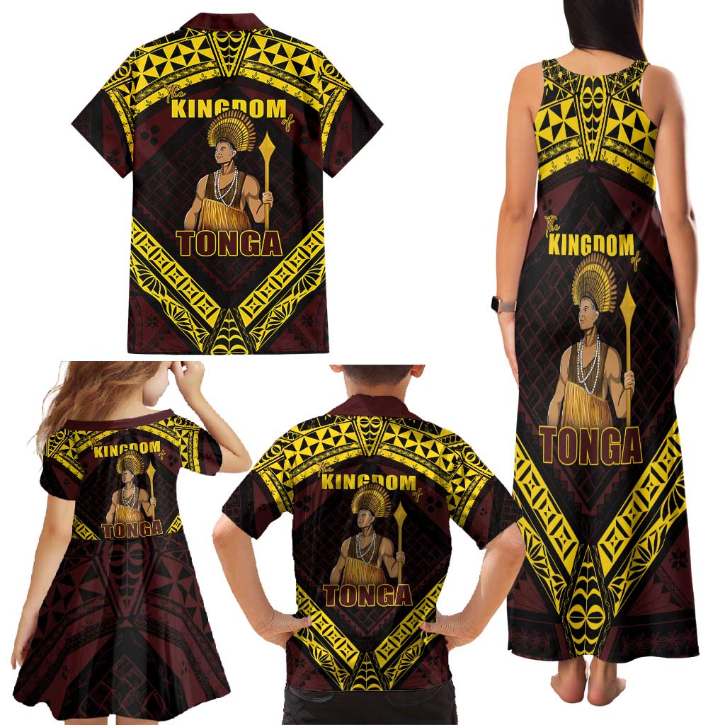 Tonga First King Family Matching Tank Maxi Dress and Hawaiian Shirt Ahoeitu Know Your Roots LT05 - Polynesian Pride