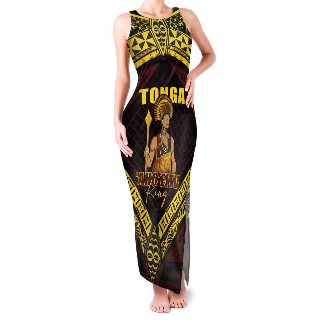 Tonga First King Family Matching Tank Maxi Dress and Hawaiian Shirt Ahoeitu Know Your Roots LT05 Mom's Dress Maroon - Polynesian Pride