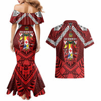 Tonga Emancipation Day Couples Matching Mermaid Dress and Hawaiian Shirt Tongan Kupesi Pattern