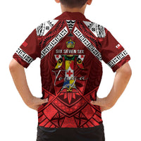 Tonga Emancipation Day Family Matching Off The Shoulder Long Sleeve Dress and Hawaiian Shirt Tongan Kupesi Pattern LT05 - Polynesian Pride