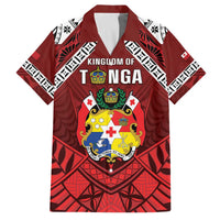Tonga Emancipation Day Family Matching Off The Shoulder Long Sleeve Dress and Hawaiian Shirt Tongan Kupesi Pattern LT05 Dad's Shirt - Short Sleeve Red - Polynesian Pride