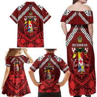 Tonga Emancipation Day Family Matching Off Shoulder Maxi Dress and Hawaiian Shirt Tongan Kupesi Pattern LT05 - Polynesian Pride