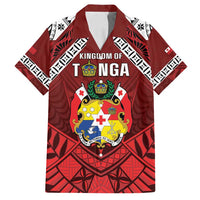 Tonga Emancipation Day Family Matching Off Shoulder Short Dress and Hawaiian Shirt Tongan Kupesi Pattern LT05 Dad's Shirt - Short Sleeve Red - Polynesian Pride