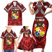 Tonga Emancipation Day Family Matching Short Sleeve Bodycon Dress and Hawaiian Shirt Tongan Kupesi Pattern LT05 - Polynesian Pride