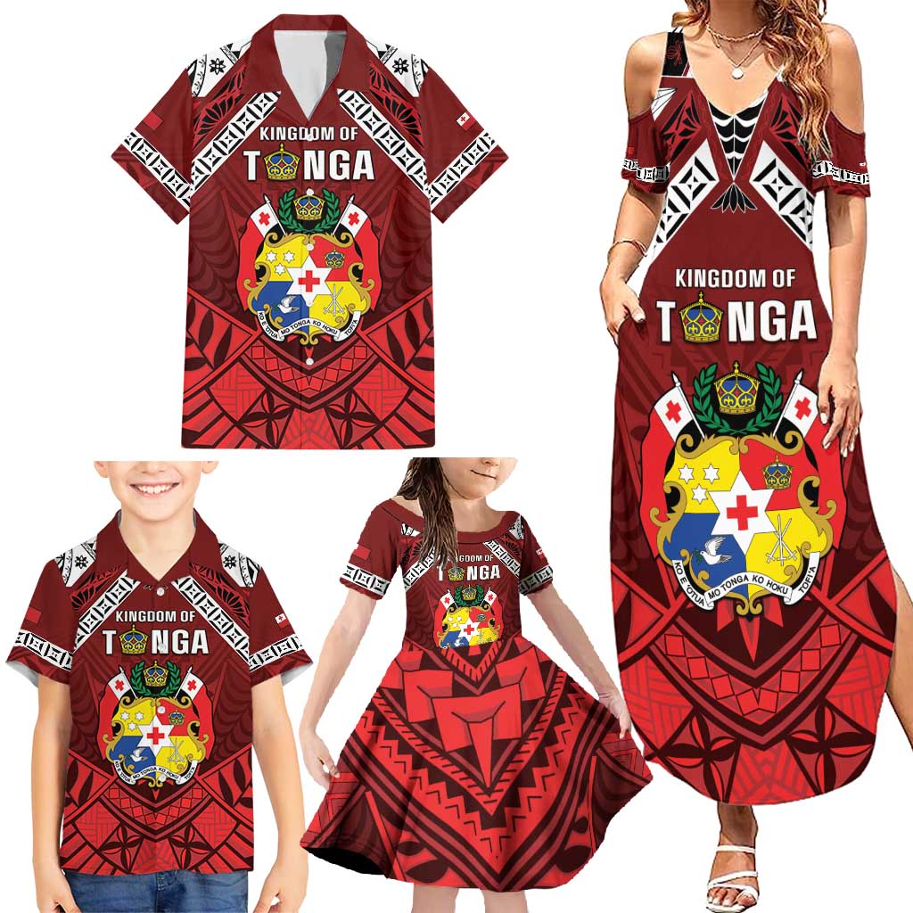 Tonga Emancipation Day Family Matching Summer Maxi Dress and Hawaiian Shirt Tongan Kupesi Pattern LT05 - Polynesian Pride