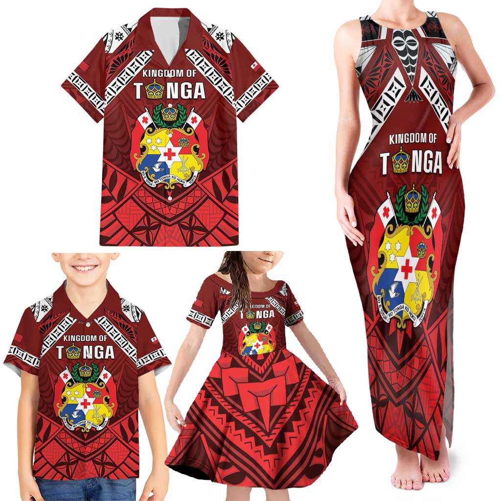 Tonga Emancipation Day Family Matching Tank Maxi Dress and Hawaiian Shirt Tongan Kupesi Pattern LT05 - Polynesian Pride