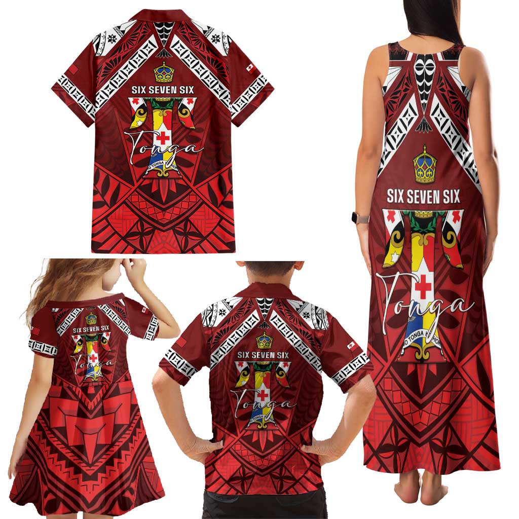 Tonga Emancipation Day Family Matching Tank Maxi Dress and Hawaiian Shirt Tongan Kupesi Pattern LT05 - Polynesian Pride