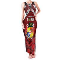 Tonga Emancipation Day Family Matching Tank Maxi Dress and Hawaiian Shirt Tongan Kupesi Pattern LT05 Mom's Dress Red - Polynesian Pride