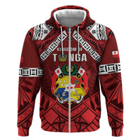 Tonga Emancipation Day Zip Hoodie Tongan Kupesi Pattern LT05 Zip Hoodie Red - Polynesian Pride