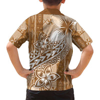 Tonga Kupesi Ngatu Family Matching Summer Maxi Dress and Hawaiian Shirt Vintage Brown Plumeria LT05 - Polynesian Pride