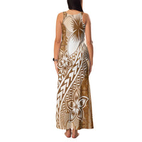 Tonga Kupesi Ngatu Family Matching Tank Maxi Dress and Hawaiian Shirt Vintage Brown Plumeria LT05 - Polynesian Pride