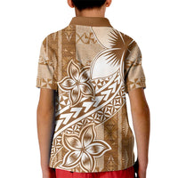 Tonga Kupesi Ngatu Kid Polo Shirt Vintage Brown Plumeria LT05 - Polynesian Pride