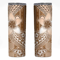 Tonga Kupesi Ngatu Skinny Tumbler Vintage Brown Plumeria LT05 Brown - Polynesian Pride