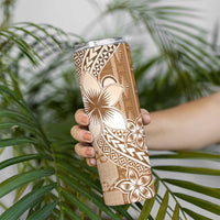 Tonga Kupesi Ngatu Skinny Tumbler Vintage Brown Plumeria LT05 - Polynesian Pride