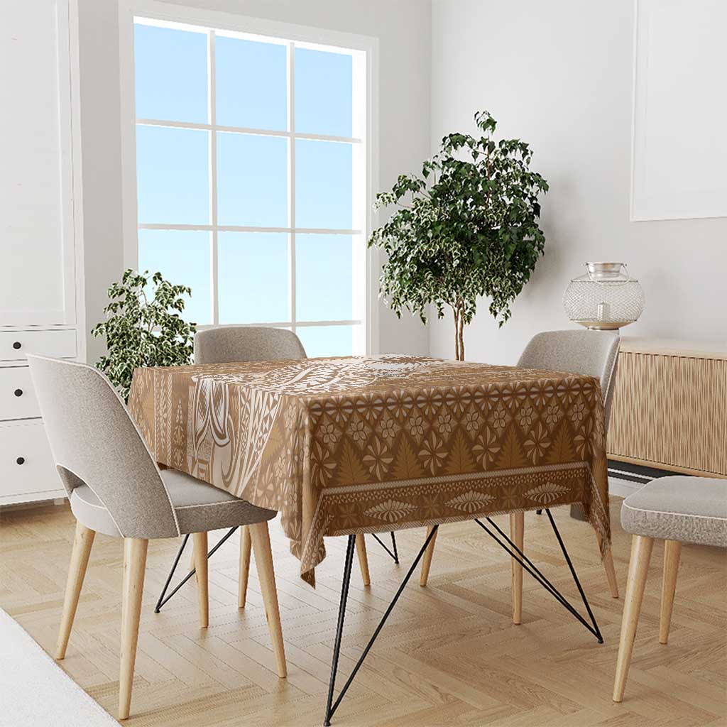 Tonga Kupesi Ngatu Tablecloth Vintage Brown Plumeria