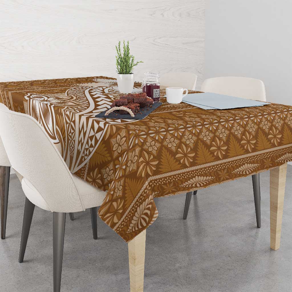Tonga Kupesi Ngatu Tablecloth Vintage Brown Plumeria