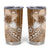 Tonga Kupesi Ngatu Tumbler Cup Vintage Brown Plumeria