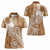 Tonga Kupesi Ngatu Women Polo Shirt Vintage Brown Plumeria