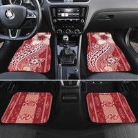 Tonga Kupesi Ngatu Car Mats Vintage Red Plumeria LT05 Set 4pcs Red - Polynesian Pride