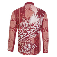 Tonga Kupesi Ngatu Family Matching Summer Maxi Dress and Hawaiian Shirt Vintage Red Plumeria LT05 - Polynesian Pride