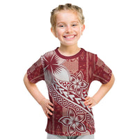 Tonga Kupesi Ngatu Kid T Shirt Vintage Red Plumeria LT05 Red - Polynesian Pride