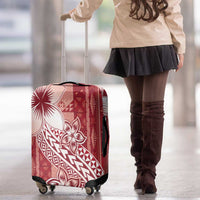 Tonga Kupesi Ngatu Luggage Cover Vintage Red Plumeria