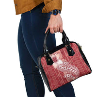 Tonga Kupesi Ngatu Shoulder Handbag Vintage Red Plumeria