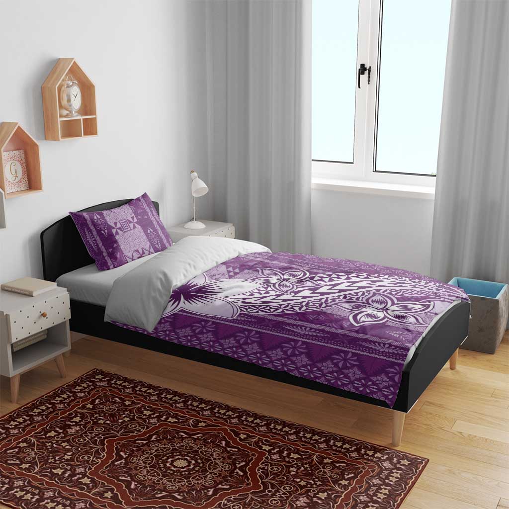 Tonga Kupesi Ngatu Bedding Set Vintage Purple Plumeria