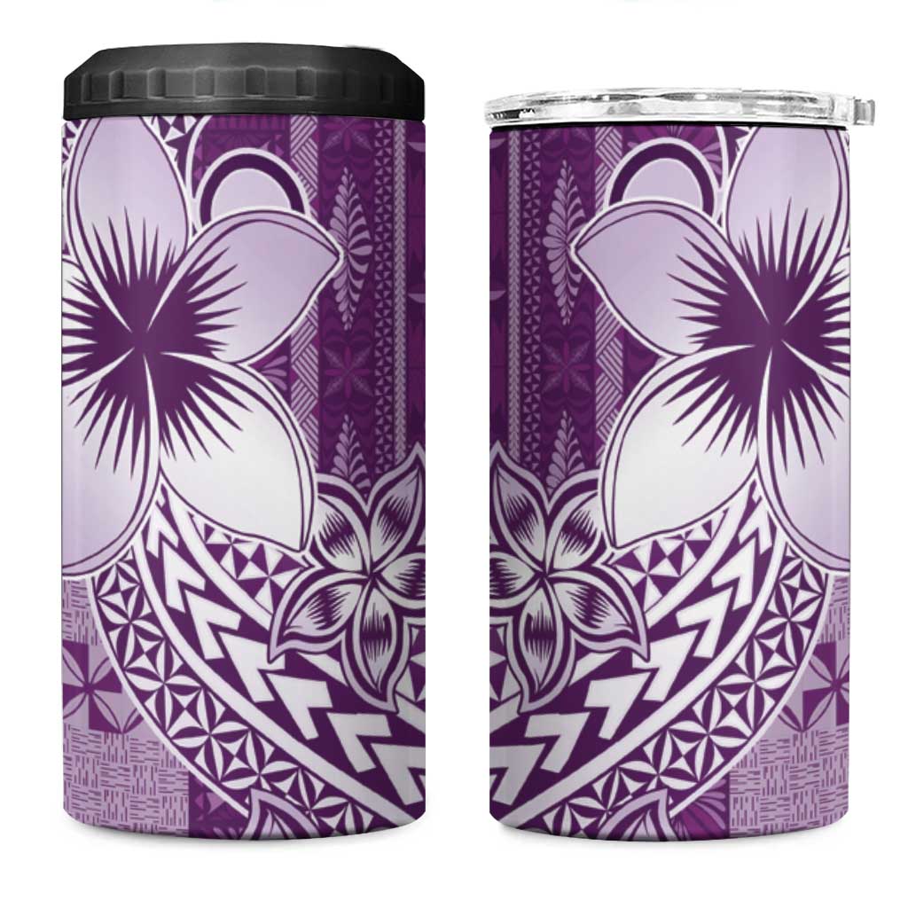 Tonga Kupesi Ngatu 4 in 1 Can Cooler Tumbler Vintage Purple Plumeria LT05 One Size: 16 oz Purple - Polynesian Pride