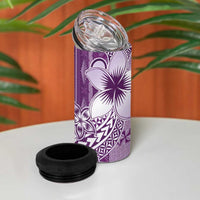 Tonga Kupesi Ngatu 4 in 1 Can Cooler Tumbler Vintage Purple Plumeria LT05 - Polynesian Pride