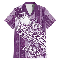 Tonga Kupesi Ngatu Family Matching Mermaid Dress and Hawaiian Shirt Vintage Purple Plumeria LT05 Dad's Shirt - Short Sleeve Purple - Polynesian Pride