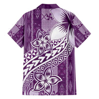 Tonga Kupesi Ngatu Family Matching Off Shoulder Maxi Dress and Hawaiian Shirt Vintage Purple Plumeria LT05 - Polynesian Pride