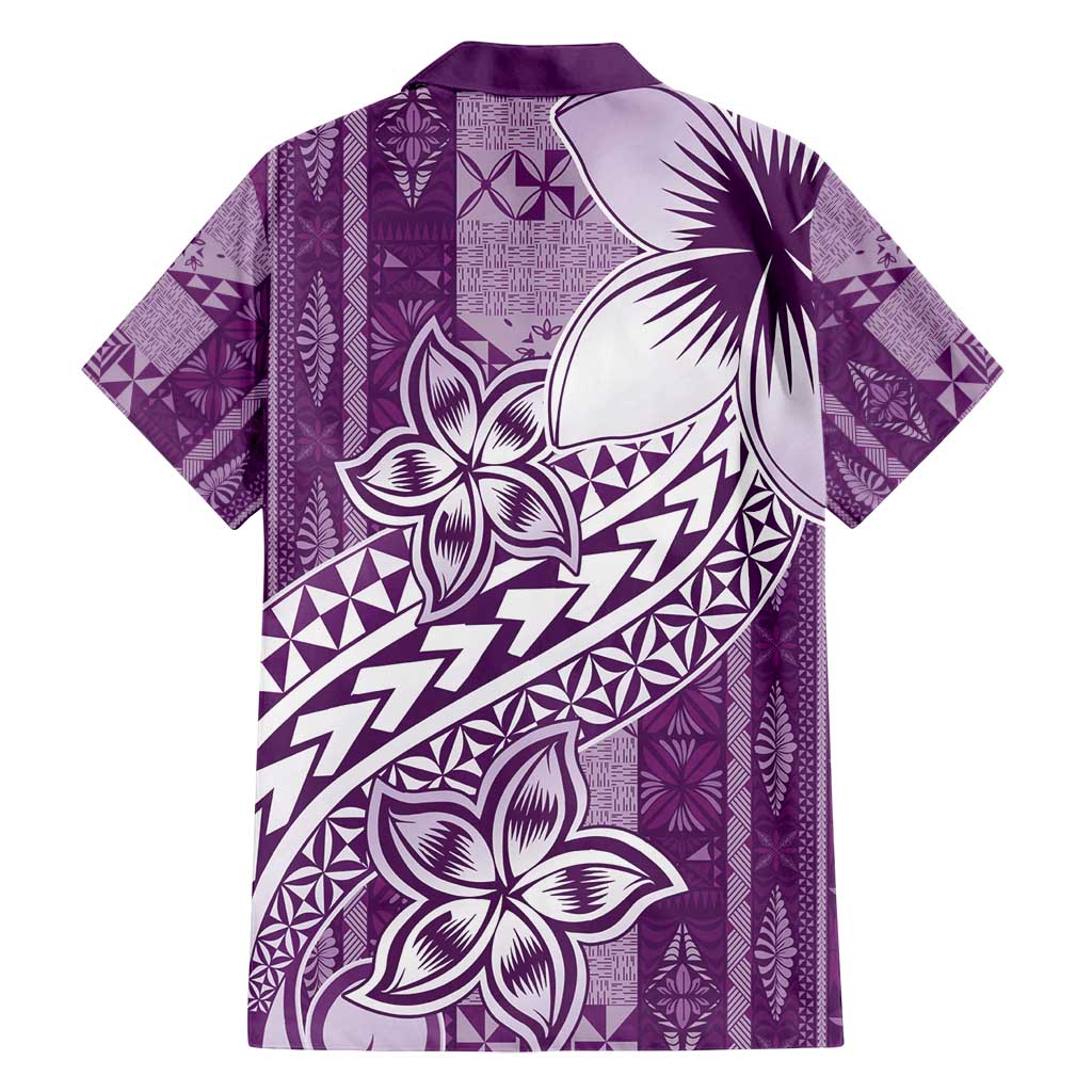 Tonga Kupesi Ngatu Family Matching Tank Maxi Dress and Hawaiian Shirt Vintage Purple Plumeria LT05 - Polynesian Pride