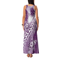 Tonga Kupesi Ngatu Family Matching Tank Maxi Dress and Hawaiian Shirt Vintage Purple Plumeria LT05 - Polynesian Pride