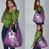 Tonga Kupesi Ngatu Grocery Bag Vintage Purple Plumeria