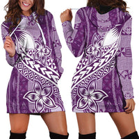 Tonga Kupesi Ngatu Hoodie Dress Vintage Purple Plumeria LT05 - Polynesian Pride