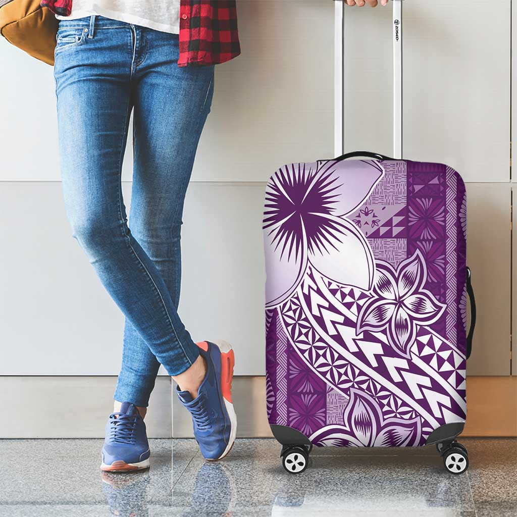 Tonga Kupesi Ngatu Luggage Cover Vintage Purple Plumeria LT05 - Polynesian Pride