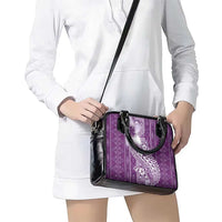 Tonga Kupesi Ngatu Shoulder Handbag Vintage Purple Plumeria