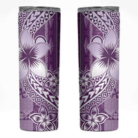 Tonga Kupesi Ngatu Skinny Tumbler Vintage Purple Plumeria LT05 Purple - Polynesian Pride