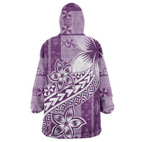 Tonga Kupesi Ngatu Wearable Blanket Hoodie Vintage Purple Plumeria LT05 - Polynesian Pride