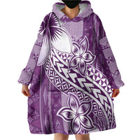 Tonga Kupesi Ngatu Wearable Blanket Hoodie Vintage Purple Plumeria LT05 - Polynesian Pride