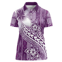 Tonga Kupesi Ngatu Women Polo Shirt Vintage Purple Plumeria LT05 Female Purple - Polynesian Pride
