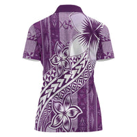 Tonga Kupesi Ngatu Women Polo Shirt Vintage Purple Plumeria LT05 - Polynesian Pride