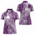 Tonga Kupesi Ngatu Women Polo Shirt Vintage Purple Plumeria
