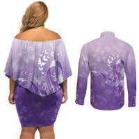 Lupus Awareness Month Couples Matching Off Shoulder Short Dress and Long Sleeve Button Shirt Polynesian Style